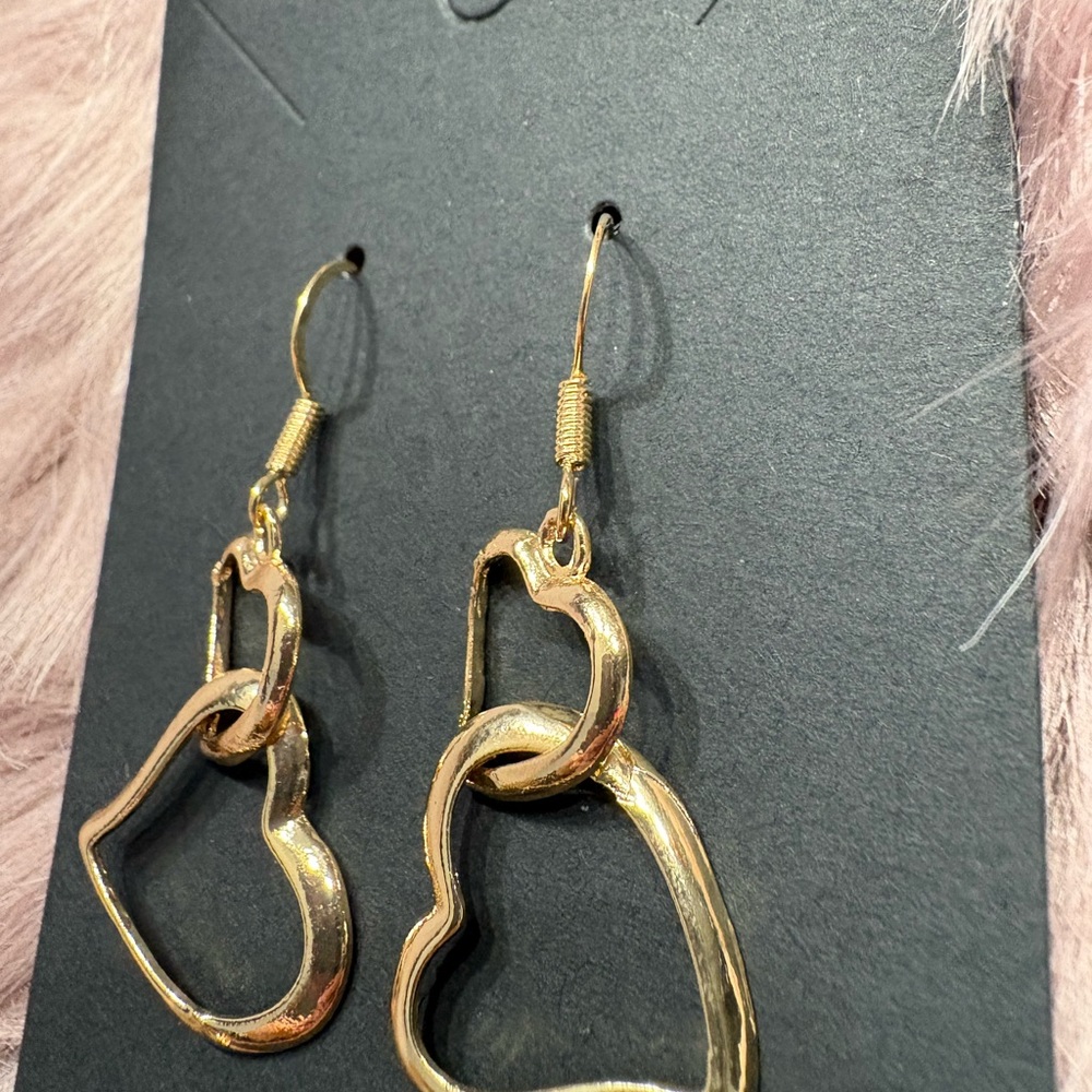 Twisted Gold/Silver Heart Earrings - Elegant Stainless Steel Dangle Pair